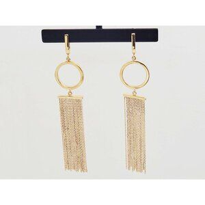 Italian Chandelier Curtain Dangle Drop Earrings 14k Gold